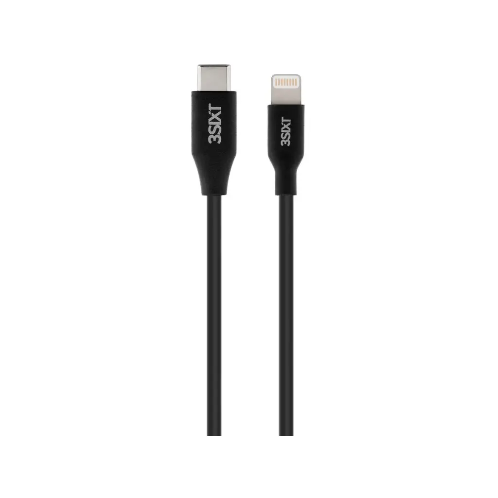 3SIXT - 3SIXT Charge & Sync Cable with USB-C to Lightning Connector | Black | 1m
