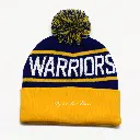 Mitchell & Ness - Mitchell & Ness Golden State Warriors NBA Team Pom Beanie Blue/Yellow OSFM MNGW22342