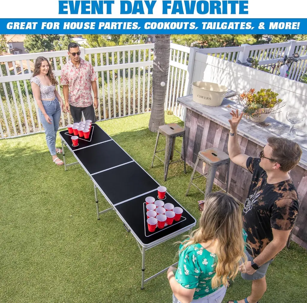 Beer Pong Table | 8ft Aluminium | Black_570