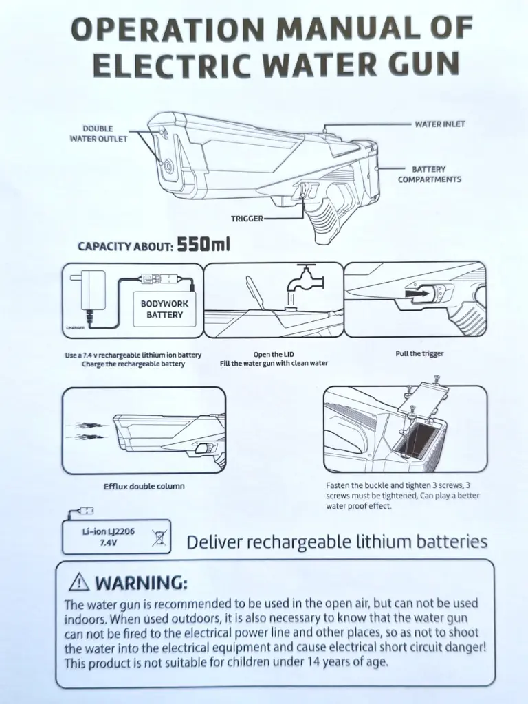 Double Hydro Blaster | T-03 | 12FT Range | 550ml | Rechargeable Battery_610