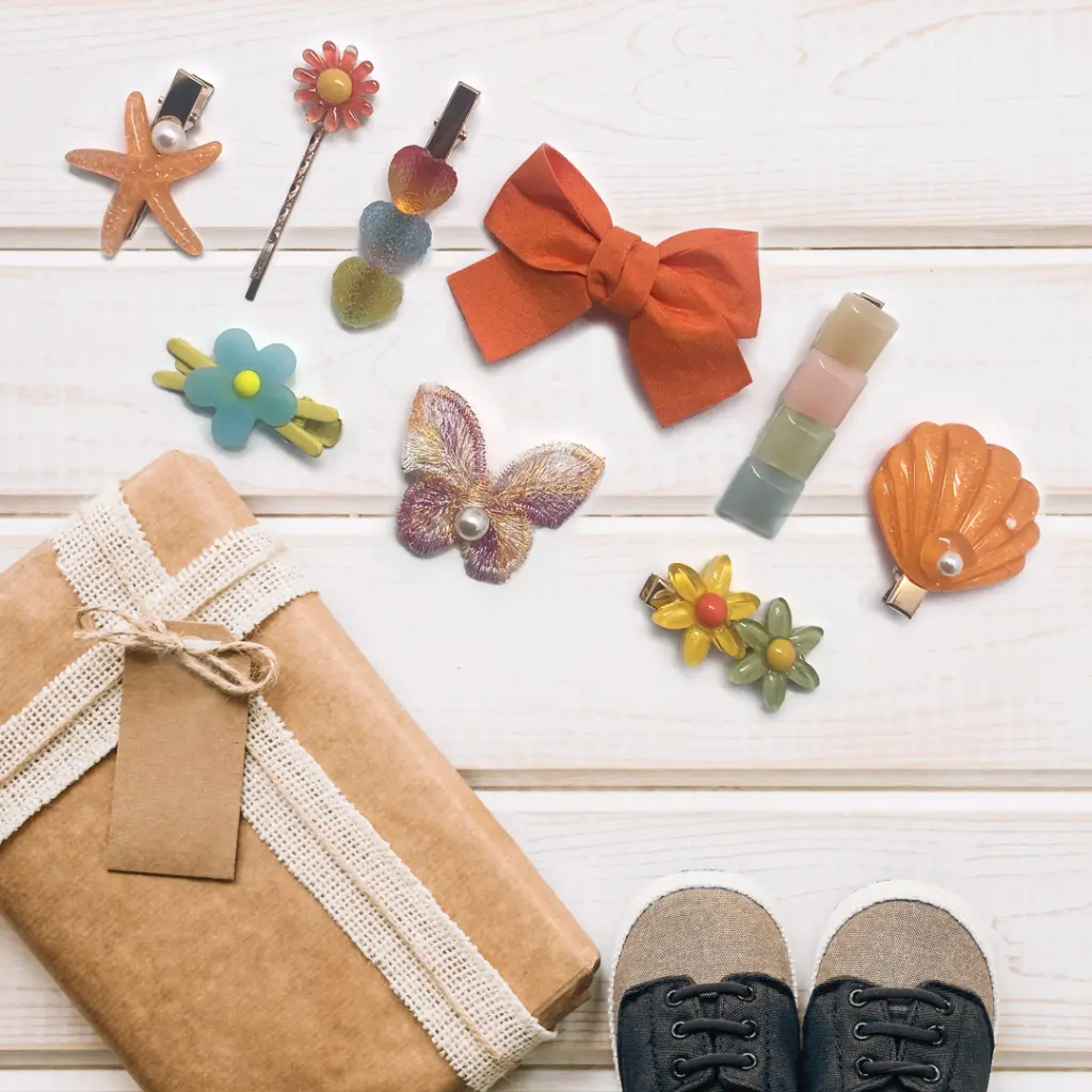 What You Need - Kids Hair Clips Orange Shell (9 pcs)