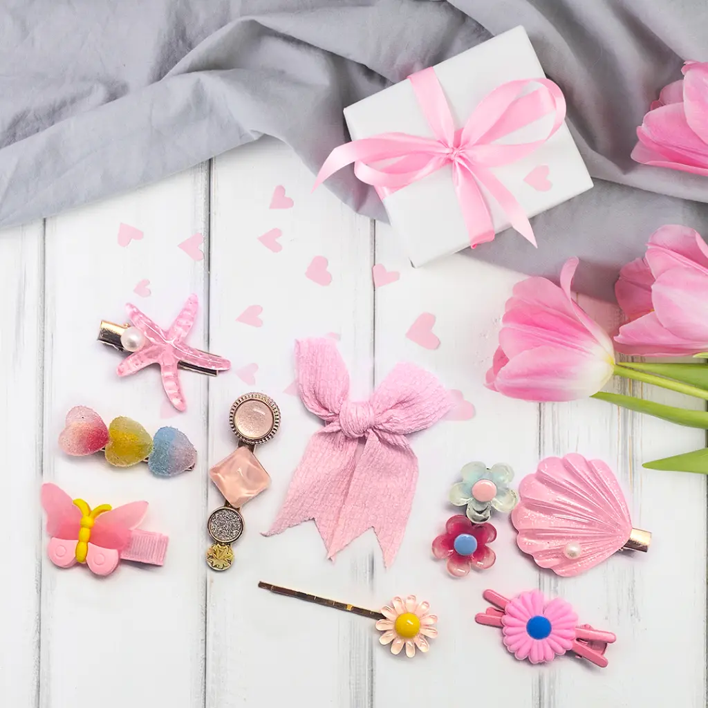 Kids Hair Clips Pink Shell (9 pcs)_776