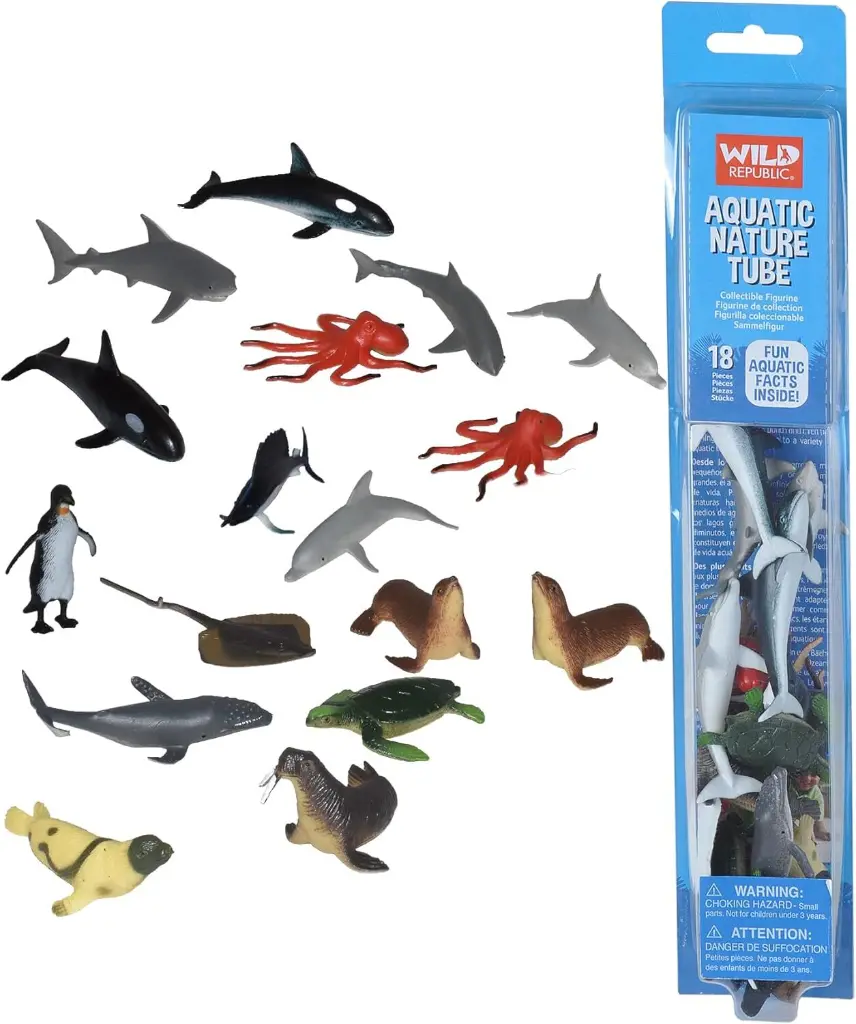 Wild Republic | Nature Tubes | Aquatic Animal Figurines | 18-Piece Set for Kids_894