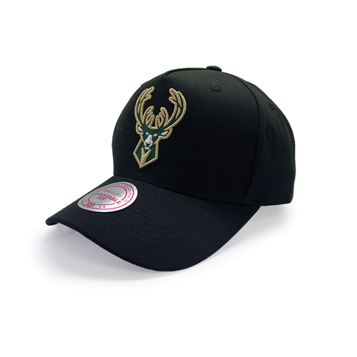 [197932519110] Mitchell & Ness Milwaukee Bucks MVP Team Colour Logo Black OSFM