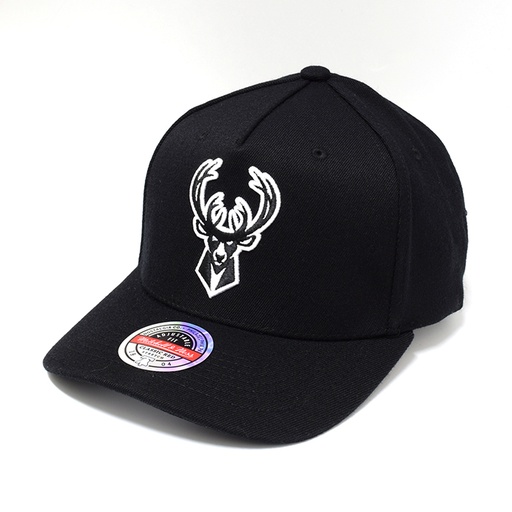 [195563006559] Mitchell & Ness Milwaukee Bucks NBA Blk+Wht Tm Logo Redline Black OSFM MNMB20106