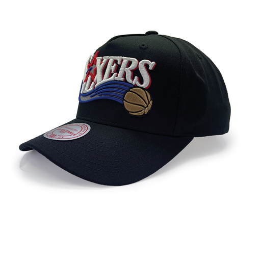 [197932519479] Mitchell & Ness Philadelphia 76ers NBA Team Colour Wordmark MVP Black OSFM MNP72116