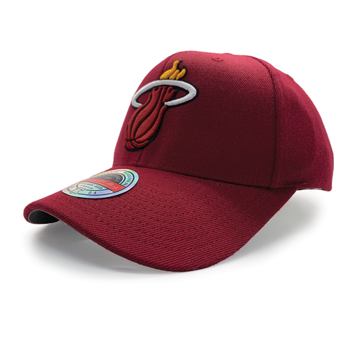 [195563837436] Mitchell & Ness Pro Crown Miami Heat Team Ground 2.0 NBA Cardinal Red OSFM MNMH3257