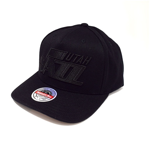 [195563006900] Mitchell & Ness Utah Jazz NBA Blk+Blk Tm Logo Redline Black OSFM MNUJ20105