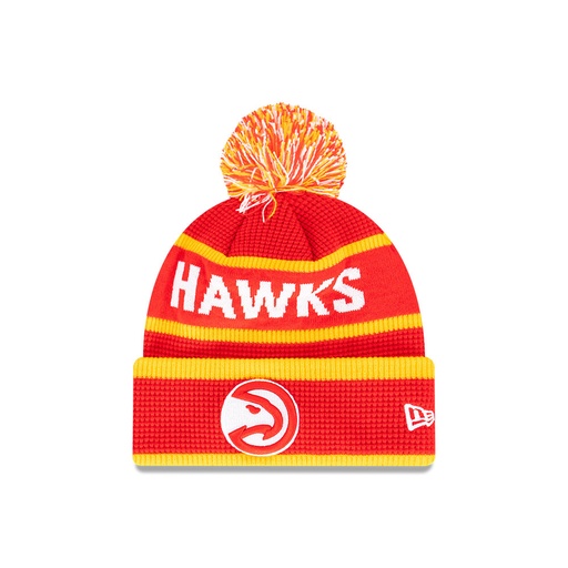 [196313859777] New Era Atlanta Hawks Knit Medium Beanie Spellout Waffle Team Colours OSFM