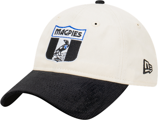 [198059050012] New Era Collingwood Magpies 9Twenty Retro 2-Tone Cord Beige/Black OSFM