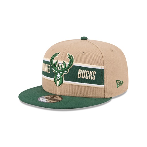 [197883891013] New Era Milwaukee Bucks 9Fifty Draft 2024 Camel Khaki OSFM