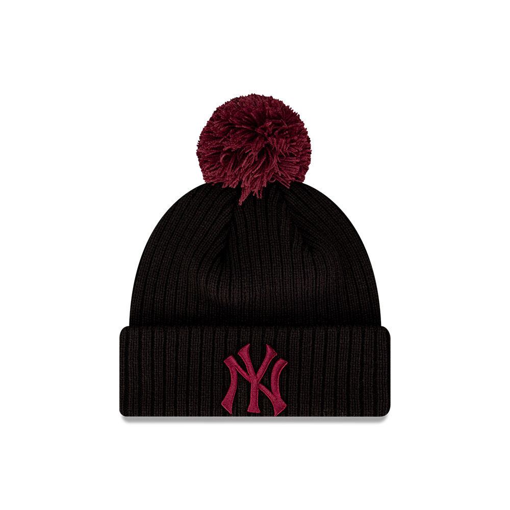 New Era New York Yankees Beanie Pom Pom Black/Maroon OSFM