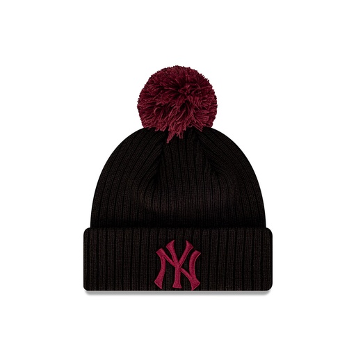 [197884204805] New Era New York Yankees Beanie Pom Pom Black/Maroon OSFM