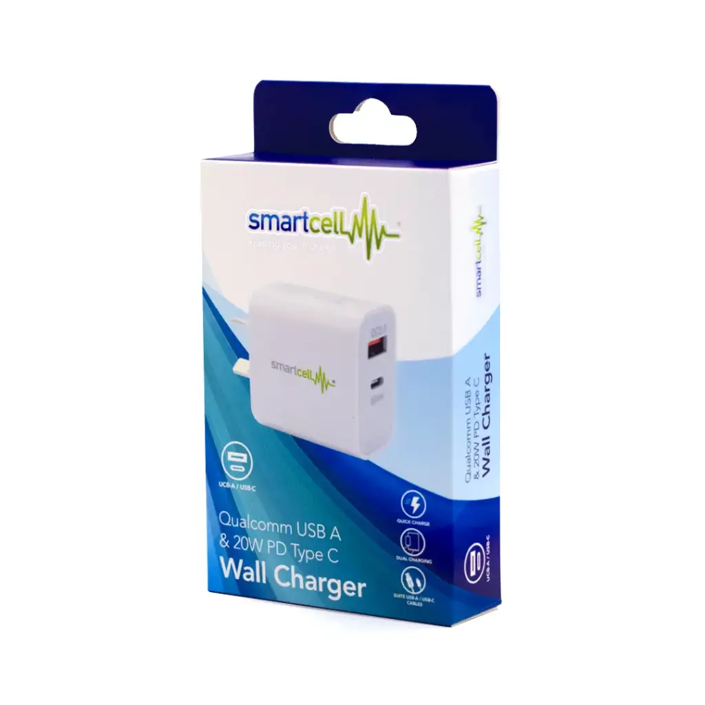 Smartcell Qualcomm USB-A & 20W PD Type-C Wall Charger