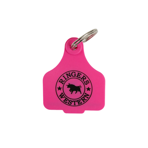 [9351796354589] Ringers Western Cattle Tag Keyring Neon Pink