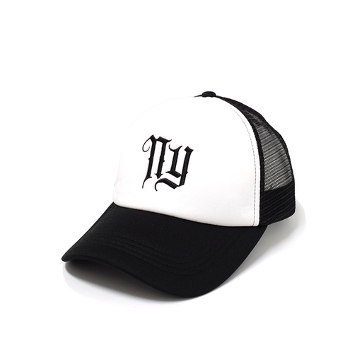 [9337217025542] Rocko's Trucker Cap NY Logo White/Black