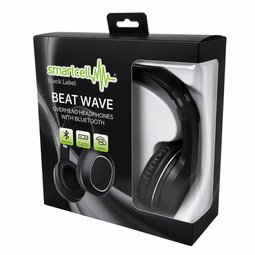 Smartcell Black Beat Wave Bluetooth Overhead Headphones