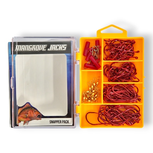 [9337217022510] Mangrove Jacks Snapper Fishing Pack | Hooks, Swivels, Slider Clips, and Tackle Box