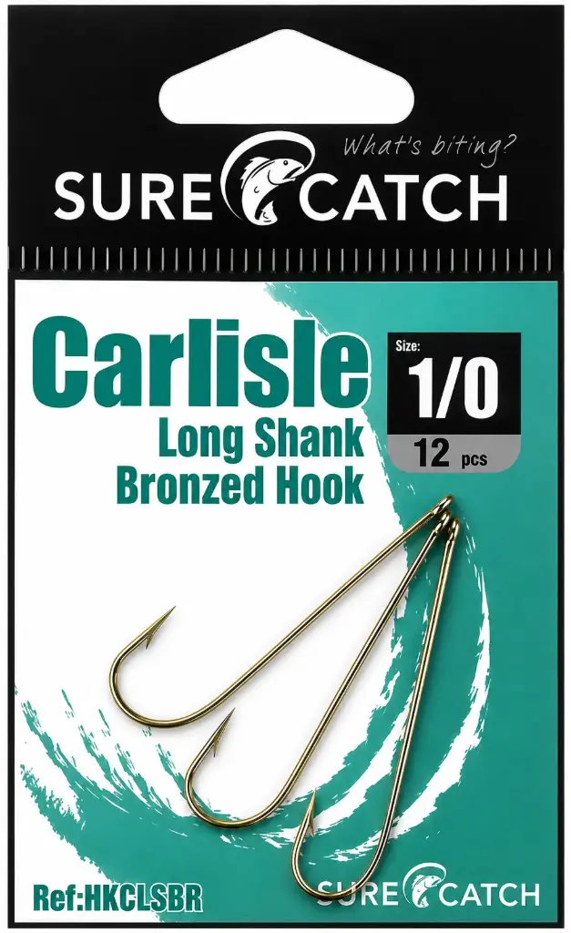 SureCatch Carlisle Long Shank Bronze Hooks | Size 1/0 | 12 Pack