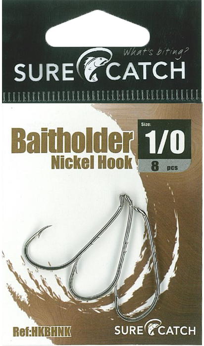 SureCatch Baitholder Nickel Hooks | Size 1/0 | 8 Pack