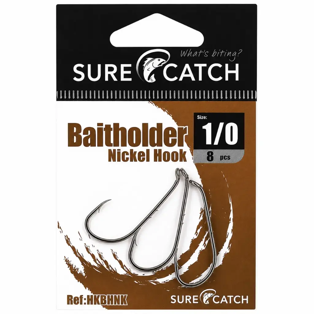SureCatch Baitholder Nickel Hooks | Size 1/0 | 8 Pack