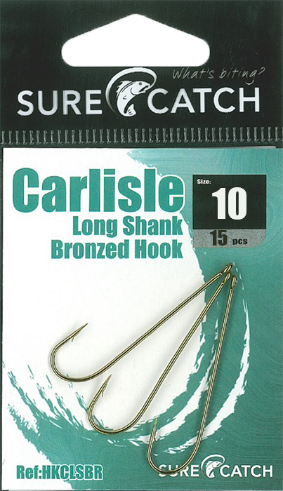 SureCatch Carlisle Long Shank Bronze Hooks | Size 10 | 15 Pack