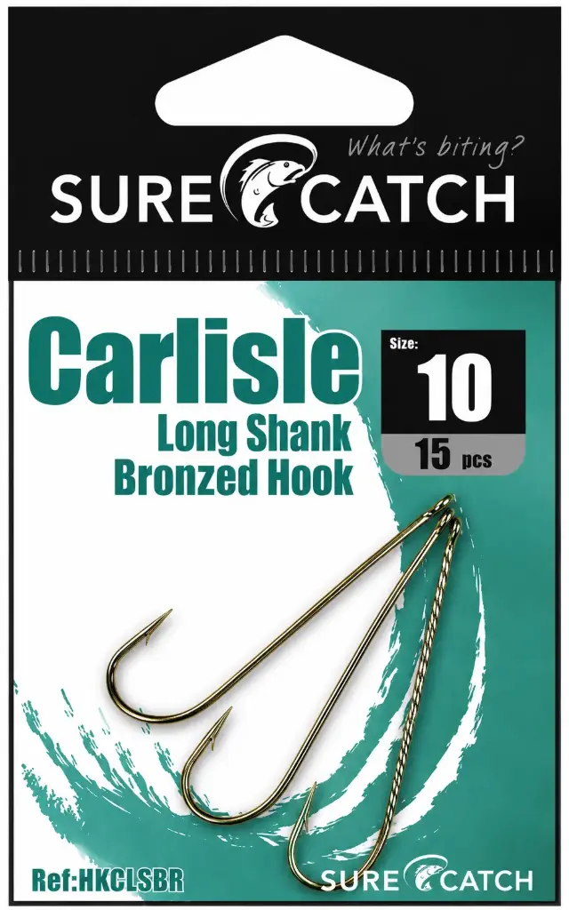 SureCatch Carlisle Long Shank Bronze Hooks | Size 10 | 15 Pack