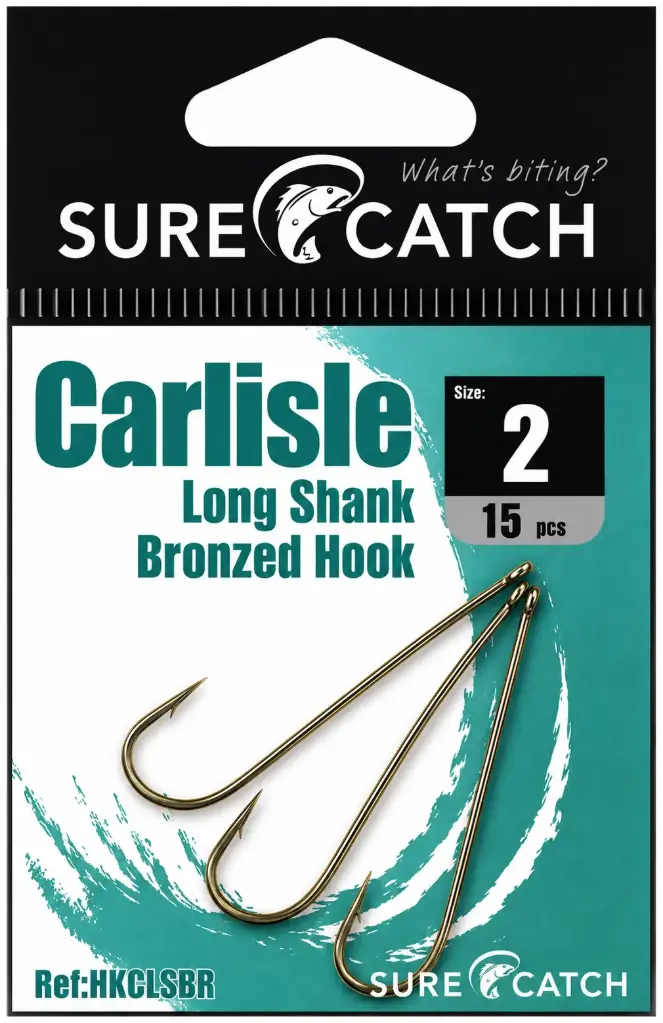 SureCatch Carlisle Long Shank Bronze Hooks | Size 2 | 15 Pack