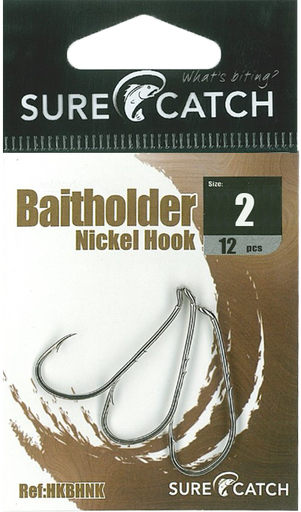 [8887113053084] SureCatch Baitholder Nickel Hooks | Size 2 | 12 Pack