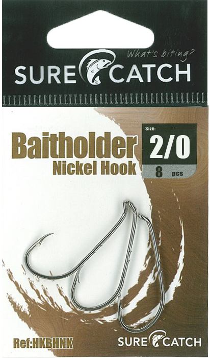 SureCatch Baitholder Nickel Hooks | Size 2/0 | 8 Pack