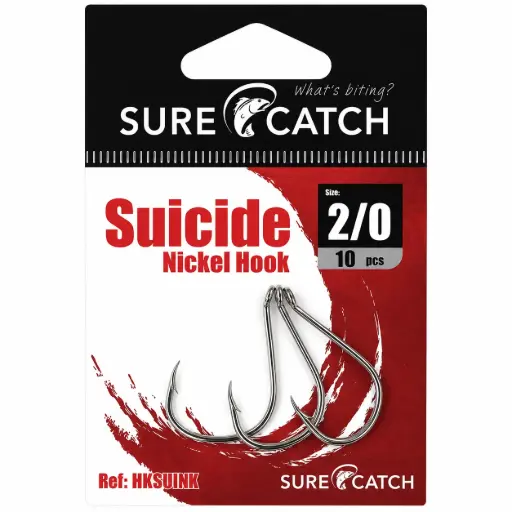 [8887113053428] SureCatch Suicide Nickel Hooks | Size 2/0 | 10 Pack