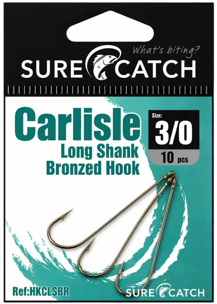 SureCatch Carlisle Long Shank Bronze Hooks | Size 3/0 | 10 Pack