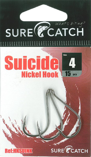 [8887113053435] SureCatch Suicide Nickel Hooks | Size 4 | 15 Pack