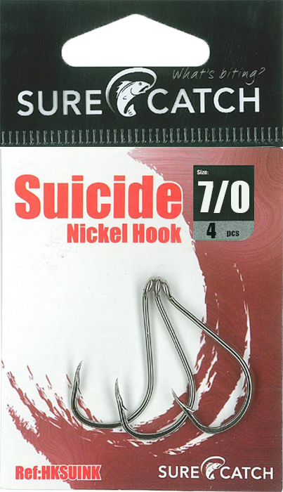 SureCatch Suicide Nickel Hooks | Size 7/0 | 4 Pack