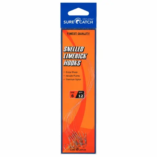 [8887113430250] SureCatch Snelled Limerick Hook Rig | Size 6 | 12 Pack