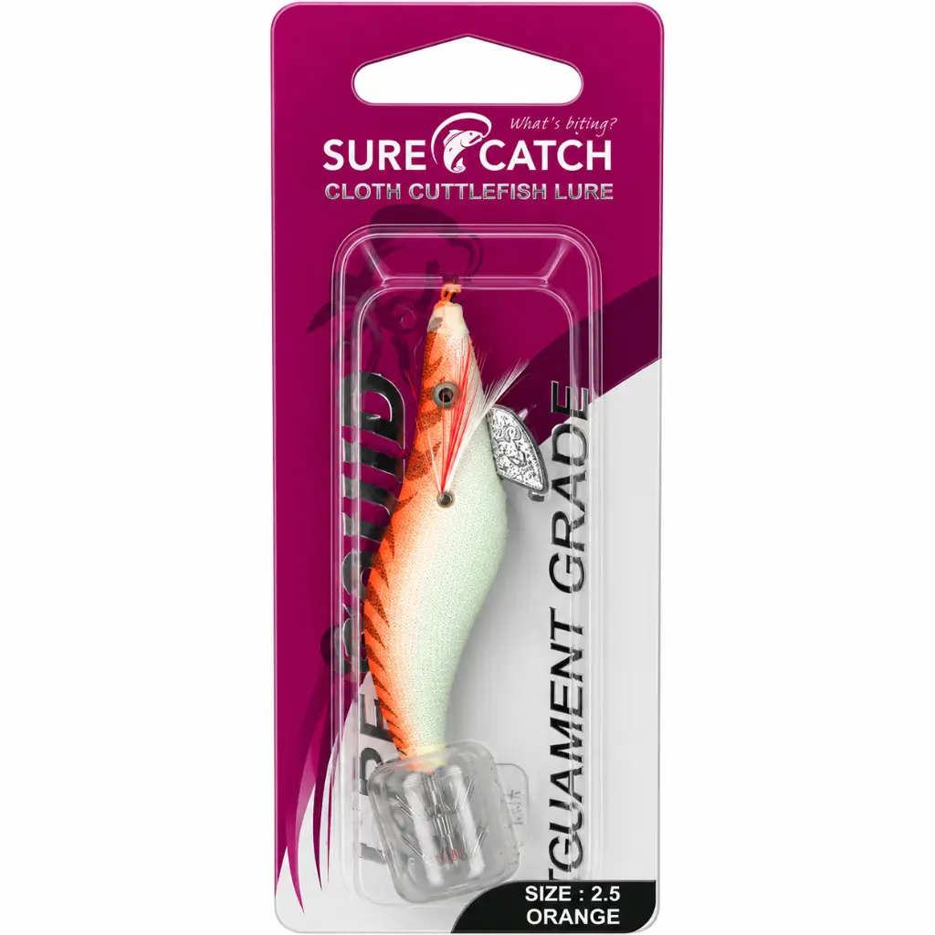 SureCatch Squid Jig Lure Orange | Size 2.5