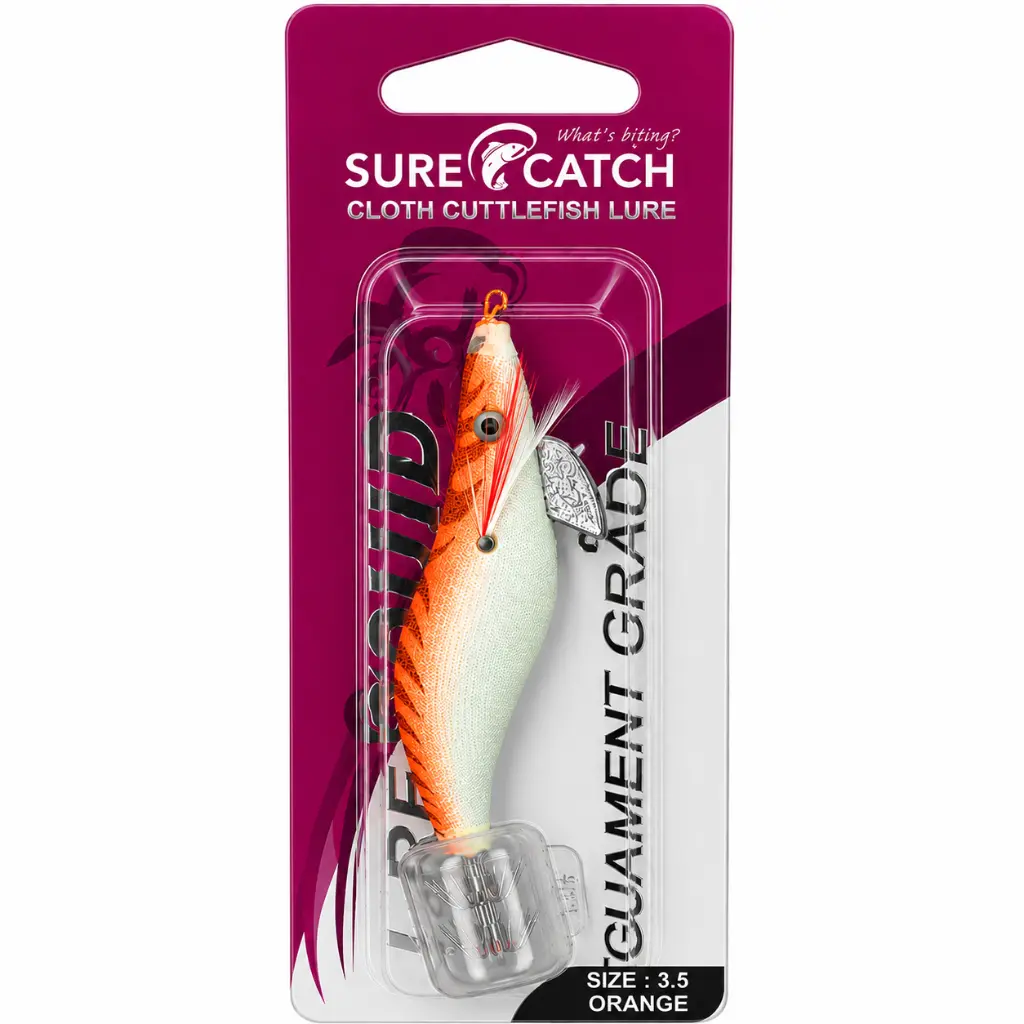 SureCatch Squid Jig Lure Orange | Size 3.5
