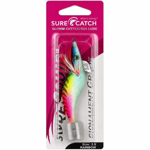 [8887113038951] SureCatch Squid Jig Lure Rainbow | Size 3.5