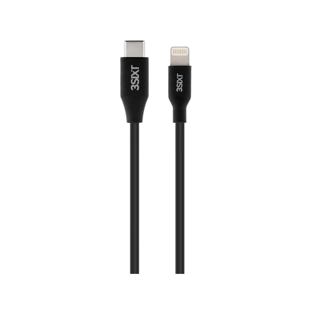 3SIXT Charge & Sync Cable with USB-C to Lightning Connector | Black | 1m