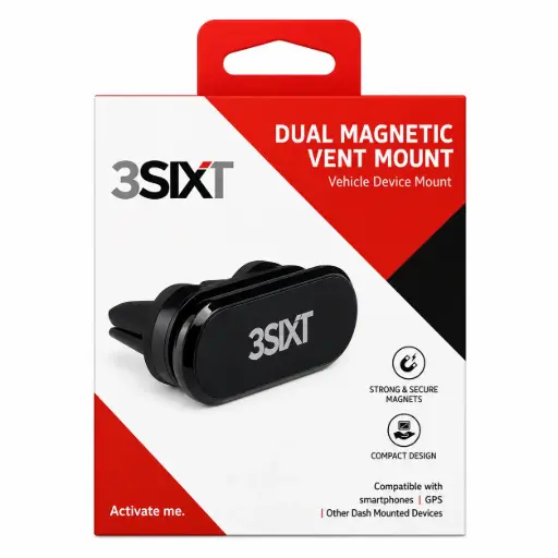 [9318018141877] 3SIXT Dual Magnetic Car Vent Mount | Black