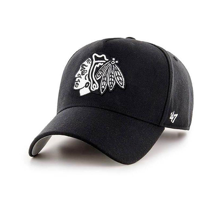 47 Brand Chicago Blackhawks NHL MVP DT Snapback Black/White OSFM H-MPDTP04WBP-BKB