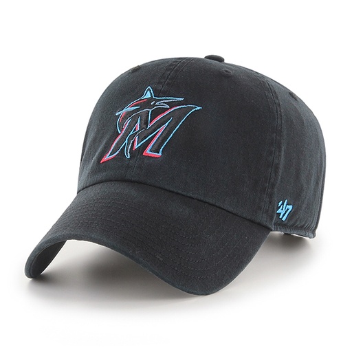 [193234898427] 47 Brand Miami Marlins Clean Up Cloth Strap Black/Teal OSFM