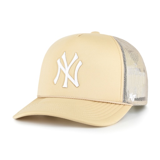 [196002784113] 47 Brand New York Yankees MLB Foam Front Mesh Trucker Light Gold OSFM B-FOAMO17KPP-LG