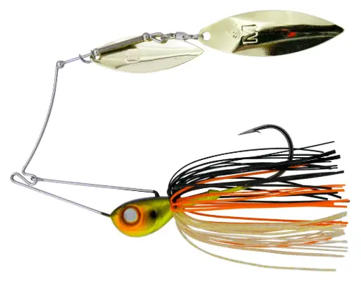 [23534470163] Mustad Arm Lock Spinner Bait Fishing Lure w Double Willow Blades | 21g | Orange Gold