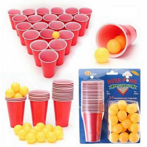 [9340457029515] Beer Pong Set (24 Cups & Balls)