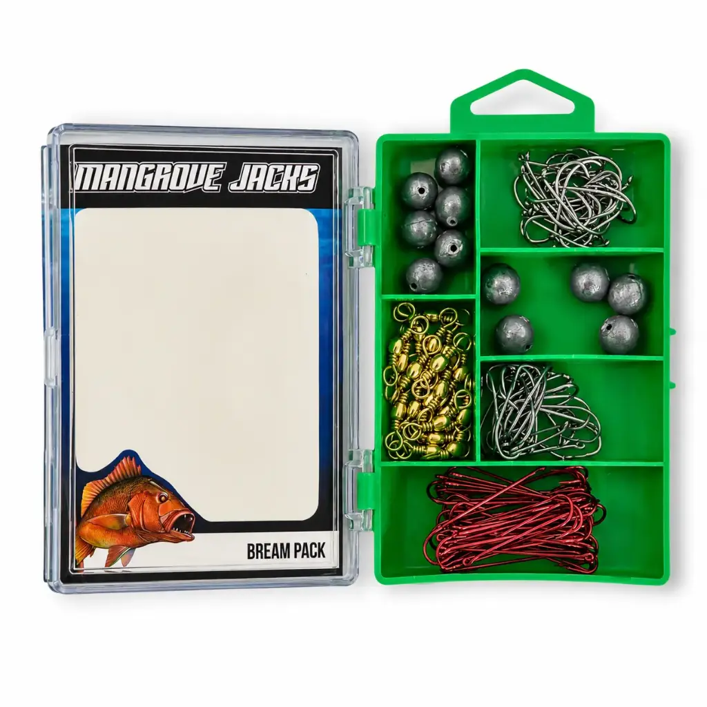 Mangrove Jacks Bream Fishing Pack | Hooks, Swivels, Sinkers in Compact Tackle Box