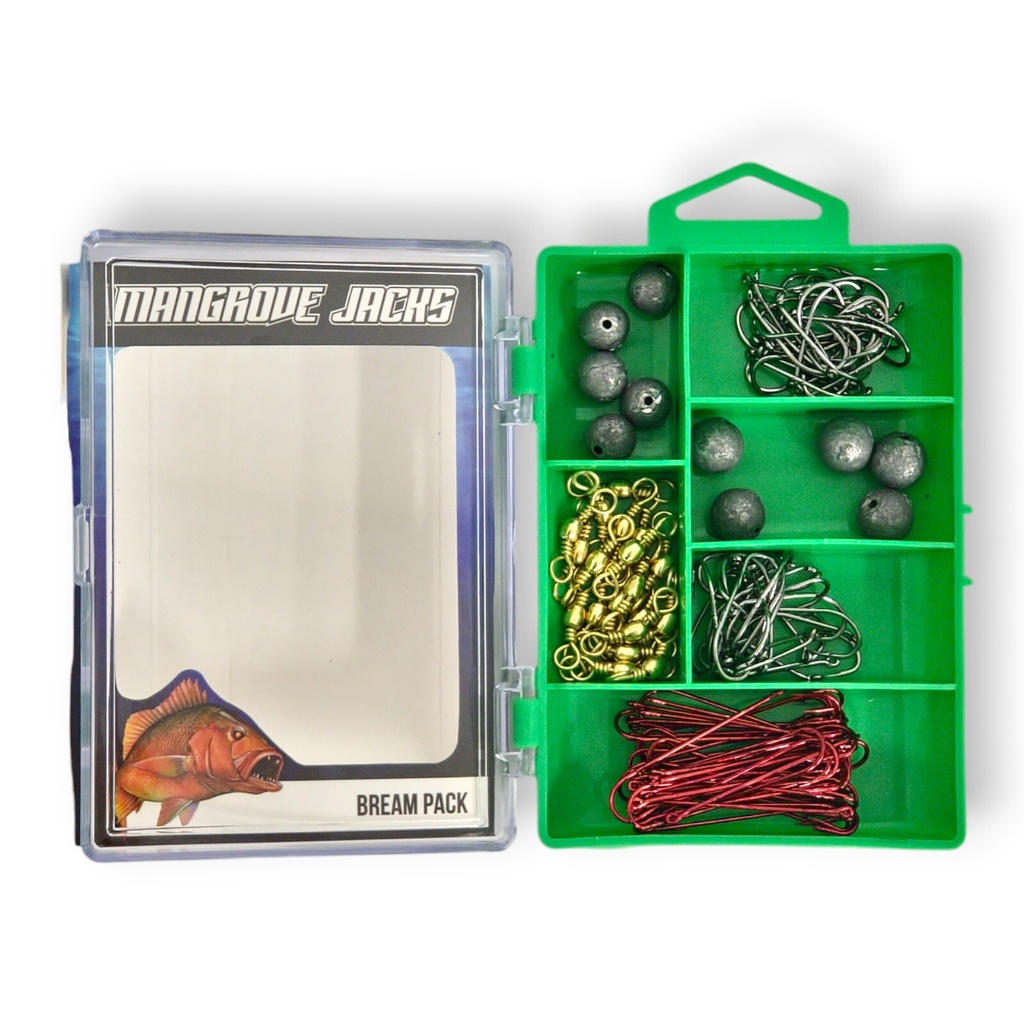 Mangrove Jacks Bream Fishing Pack | Hooks, Swivels, Sinkers in Compact Tackle Box