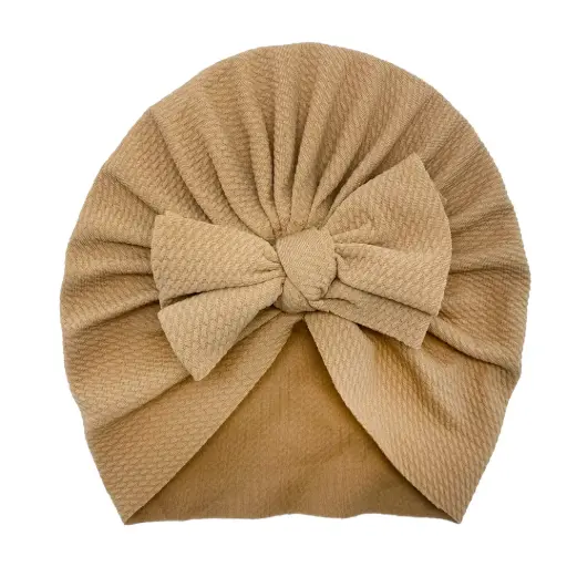 [9340457027801] Baby Turbans Knot Bow (Beige)