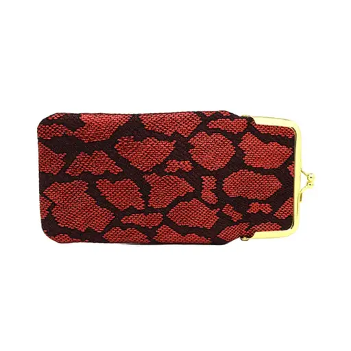 [9337217027393] BrightEyes VCS9934 Snake Skin Metal Clip Case  (Black/Red)