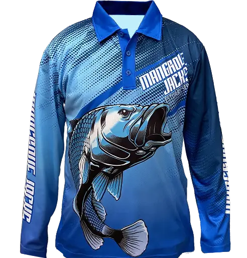 Mangrove Jacks Fishing Shirt  (Blue, Barramundi)